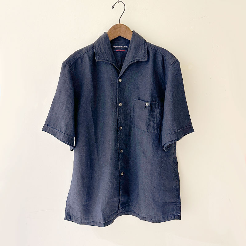 ティグルブロカンテ Indigoリネンシャンブレー イタリアンカラーS/S シャツ unisex