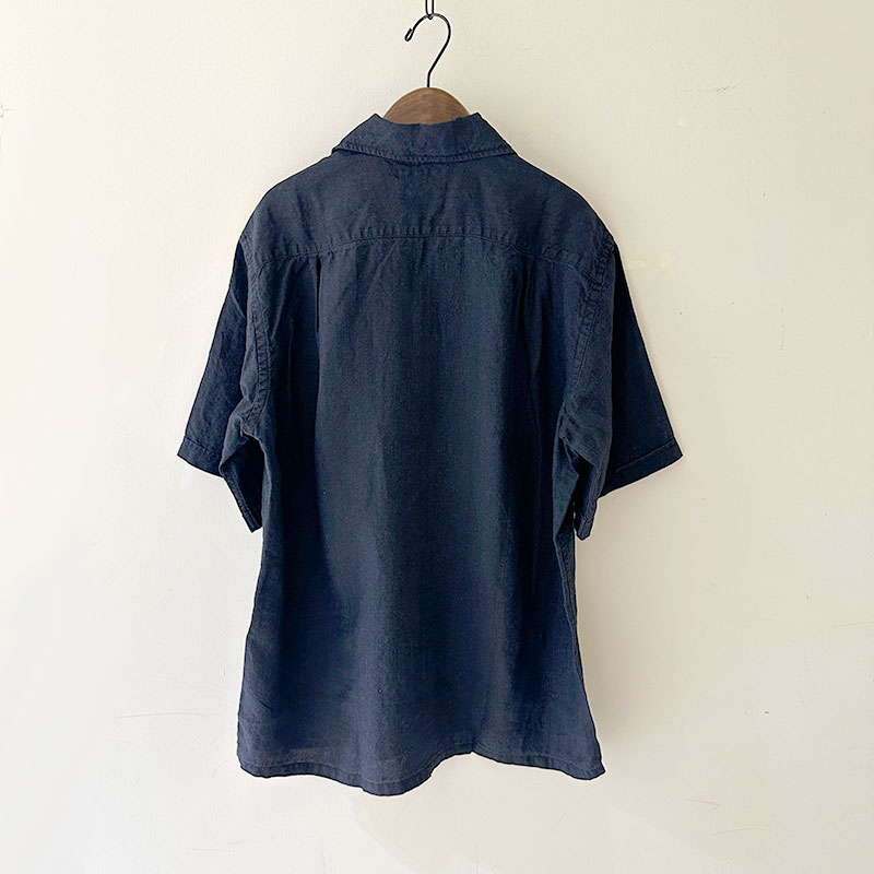 ティグルブロカンテ Indigoリネンシャンブレー イタリアンカラーS/S シャツ unisex