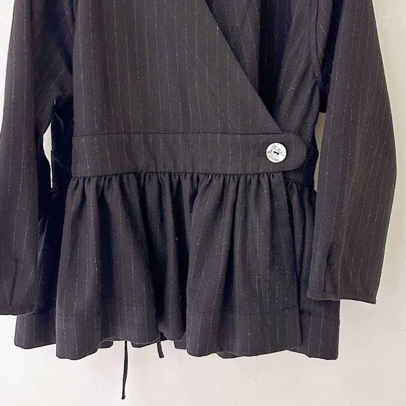 ティグルブロカンテ ピンストライプウール ベルトギャザーチュニック