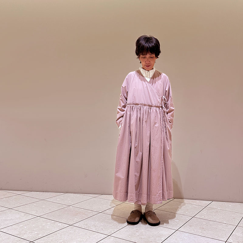 ティグルブロカンテ 100/-ブロード リボンtie ガウンワンピース Pink