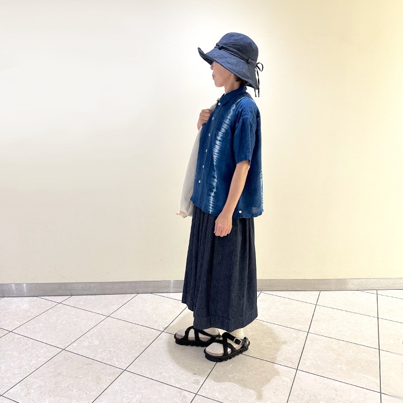 ティグルブロカンテ 6ozデニム ポケットフィセルロングスカート indigo