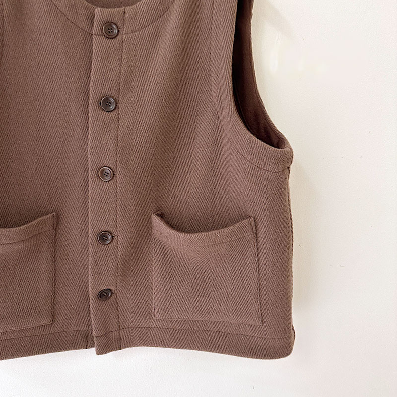 ティグルブロカンテ　カルゼヘリンボーン　オープンポケットベスト unisex
