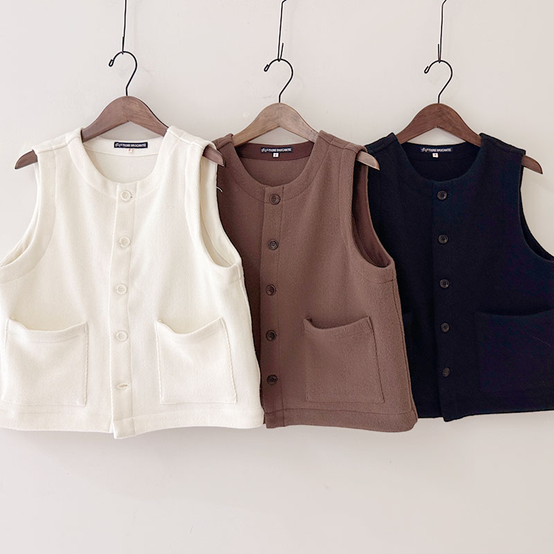 ティグルブロカンテ　カルゼヘリンボーン　オープンポケットベスト unisex
