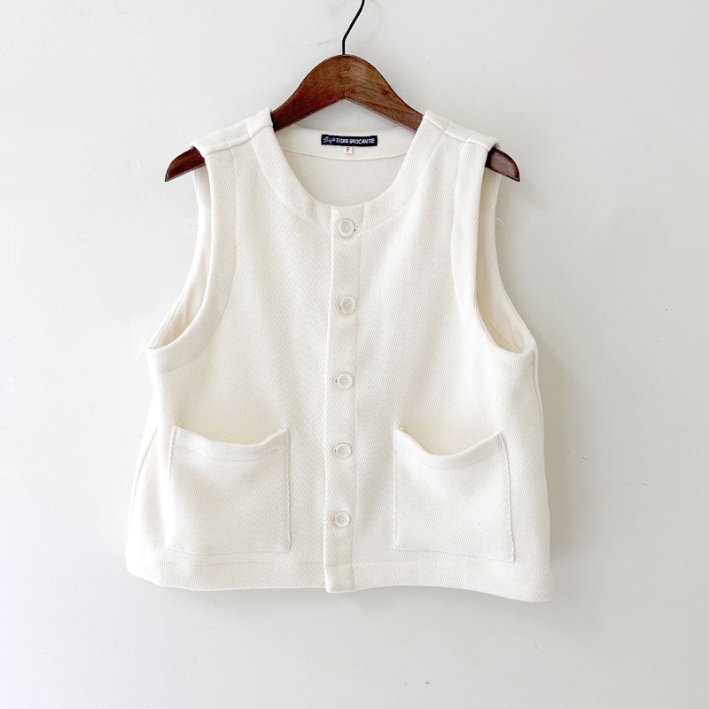 ティグルブロカンテ　カルゼヘリンボーン　オープンポケットベスト unisex