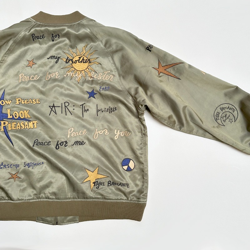 ティグルブロカンテ Peaceful space 刺繍 スカジャン unisex Olive