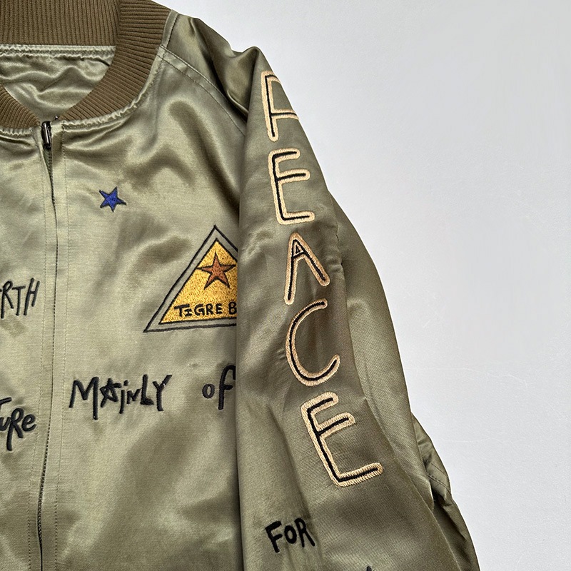 ティグルブロカンテ Peaceful space 刺繍 スカジャン unisex Olive