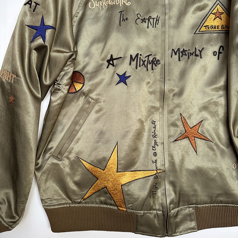 ティグルブロカンテ Peaceful space 刺繍 スカジャン unisex Olive