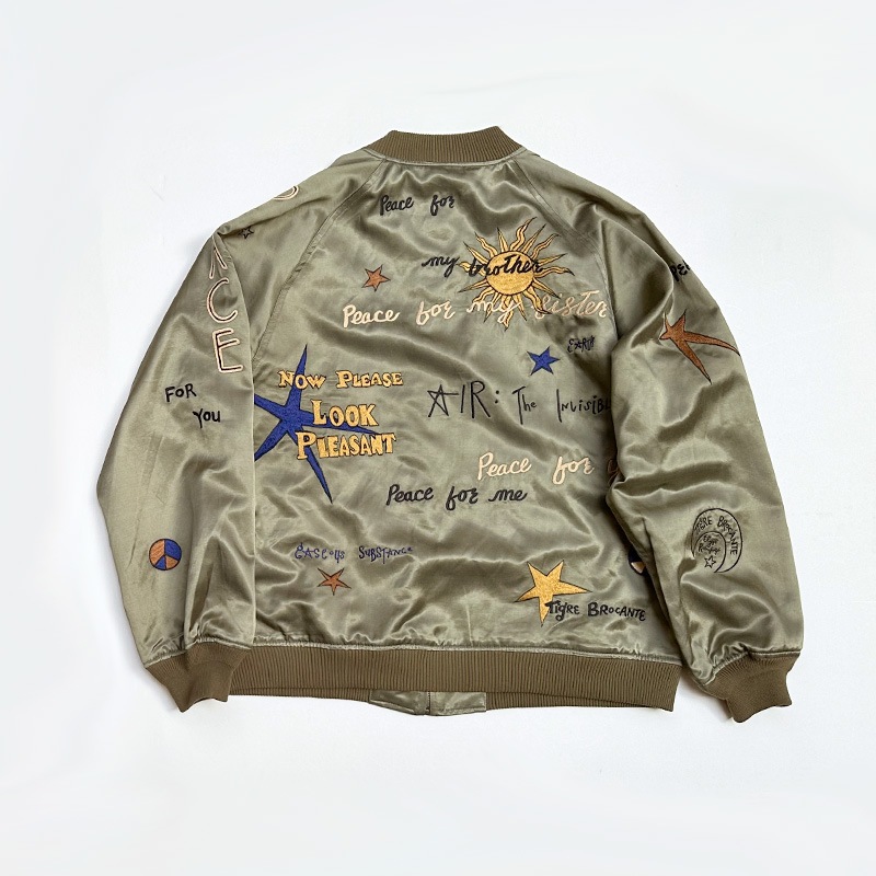 ティグルブロカンテ Peaceful space 刺繍 スカジャン unisex Olive