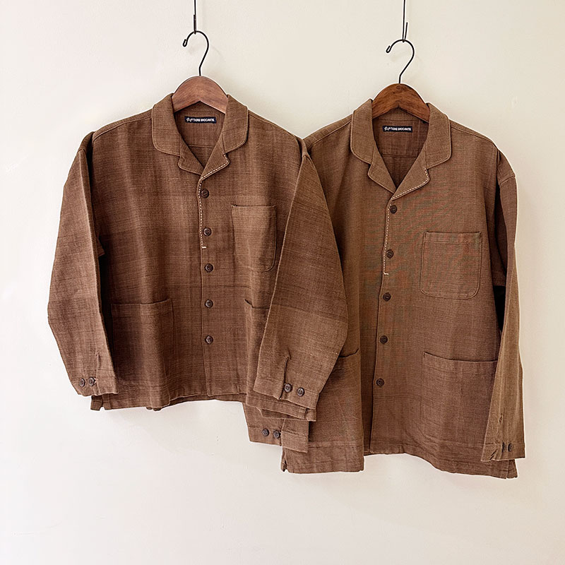 ティグルブロカンテ マグアHandwoven Cotton 3PKT Foremanシャツ unisex Brown