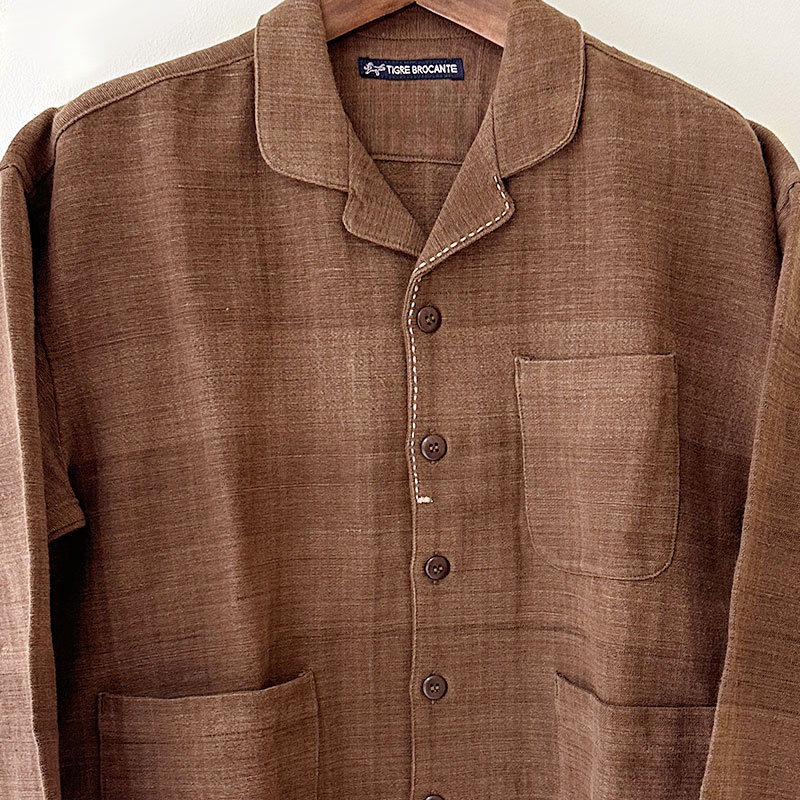ティグルブロカンテ マグアHandwoven Cotton 3PKT Foremanシャツ unisex Brown