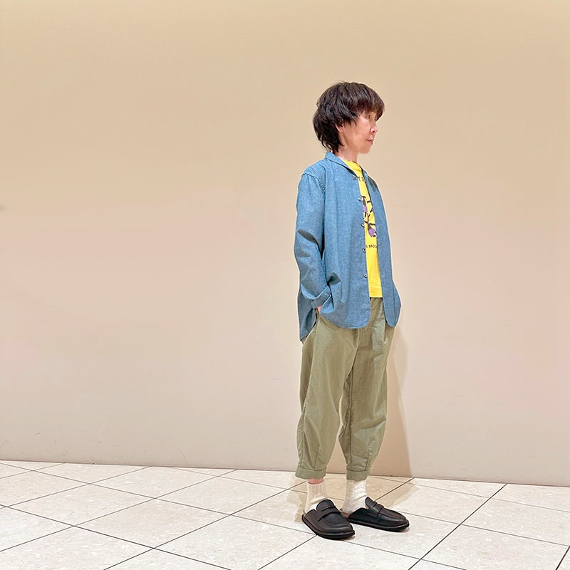 ティグルブロカンテ セルビッチシャンブレー ショールカラーロングシャツ unisex Indigo