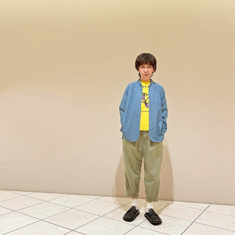 ティグルブロカンテ セルビッチシャンブレー ショールカラーロングシャツ unisex Indigo