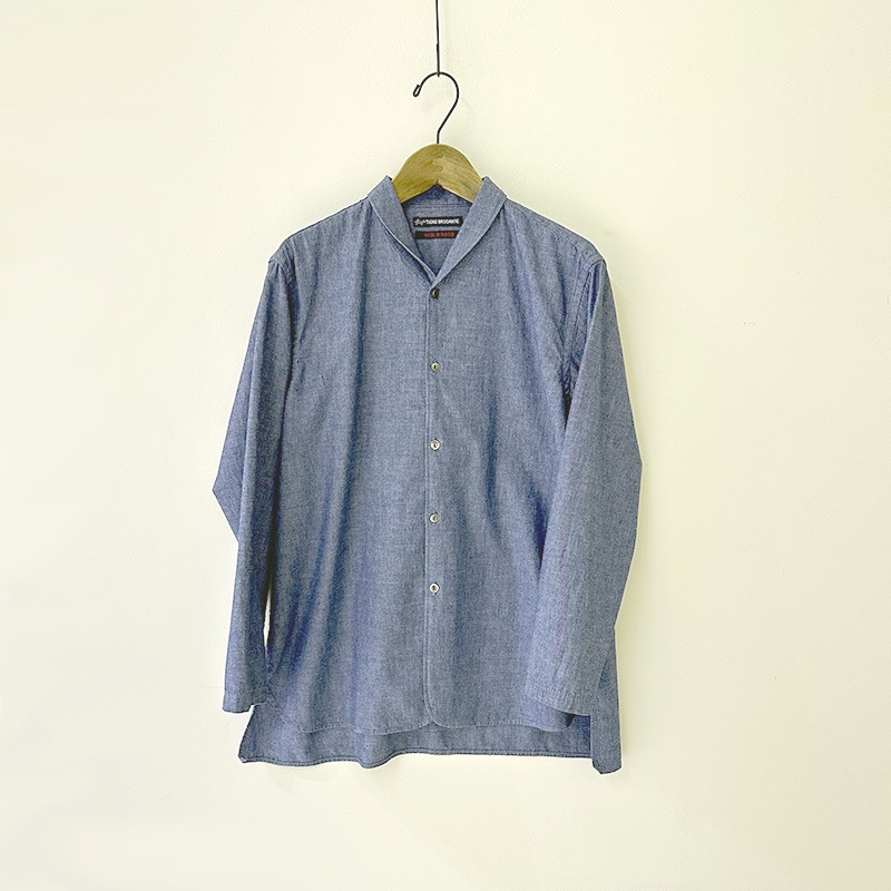 ティグルブロカンテ セルビッチシャンブレー ショールカラーロングシャツ unisex Indigo