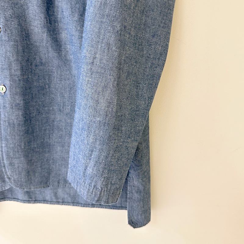 ティグルブロカンテ セルビッチシャンブレー ショールカラーロングシャツ unisex Indigo