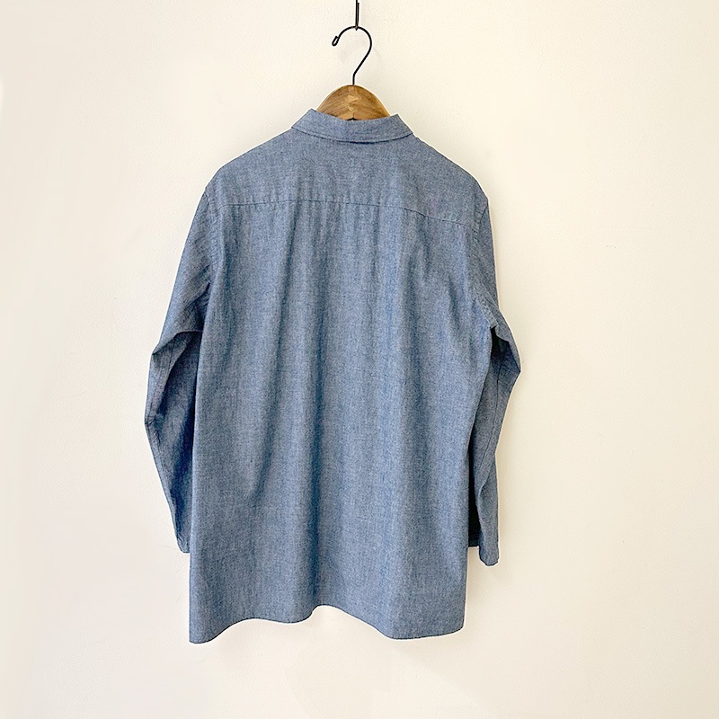 ティグルブロカンテ セルビッチシャンブレー ショールカラーロングシャツ unisex Indigo