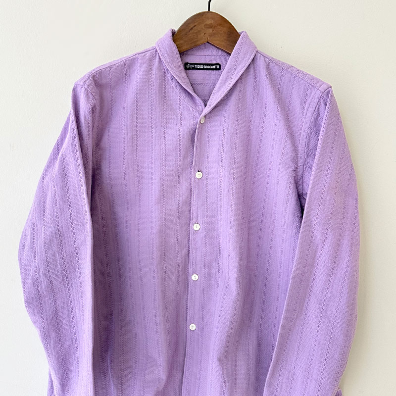 ティグルブロカンテ コットンレース ショールカラーロングシャツ unisex