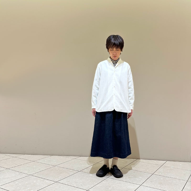 ティグルブロカンテ コットンレース ショールカラーロングシャツ unisex