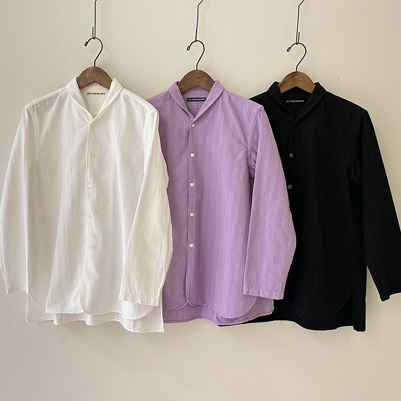 ティグルブロカンテ コットンレース ショールカラーロングシャツ unisex