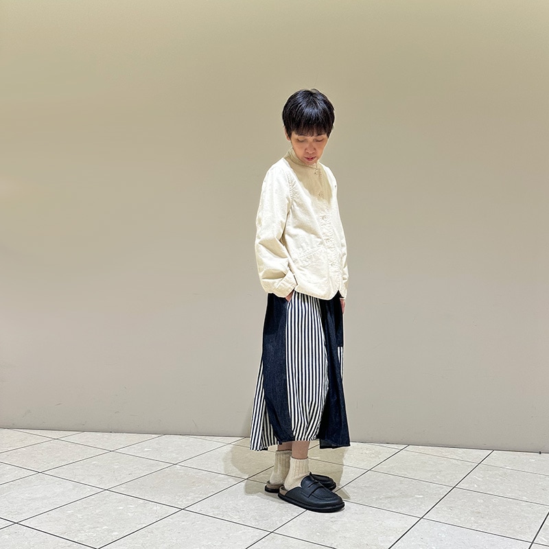 ティグルブロカンテ ６オンスデニム×インディゴヒッコリー バレル ロングスカート