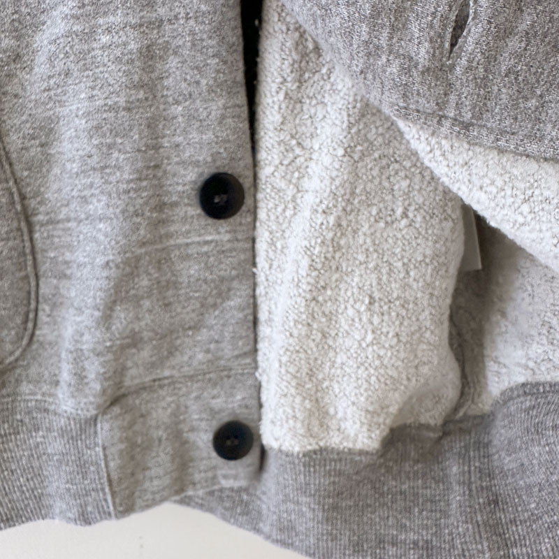 ティグルブロカンテ vintage杢グレー裏毛 ベースボールジャケット unisex