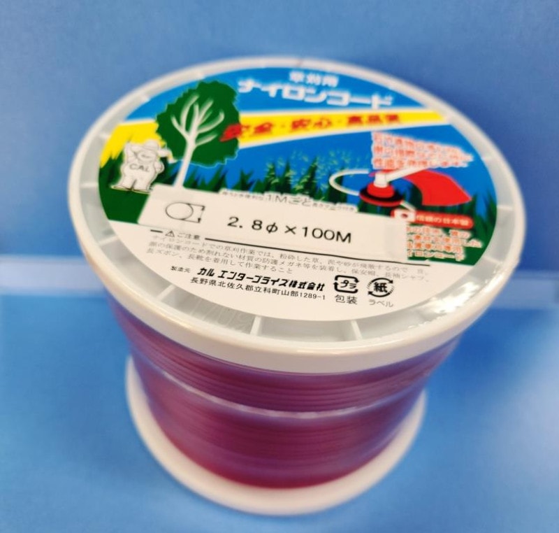 草刈用ナイロンコード 2.7Фx100mボビン巻き 赤 カルエンター