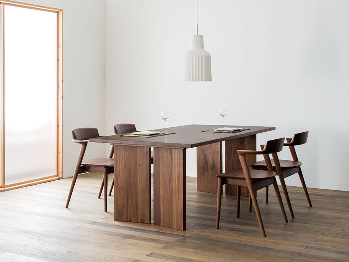 飛騨産業【侭オーダーダイニングテーブル】ウォルナット材 天板:長方形×板脚×天板厚3cm~パパネッツ便・ヤマトHC便~