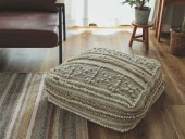 インドの天然素材を使用した手織り60ｘ60ｃｍプフクッション【ブリッチ】|雑貨（その他）|雑貨