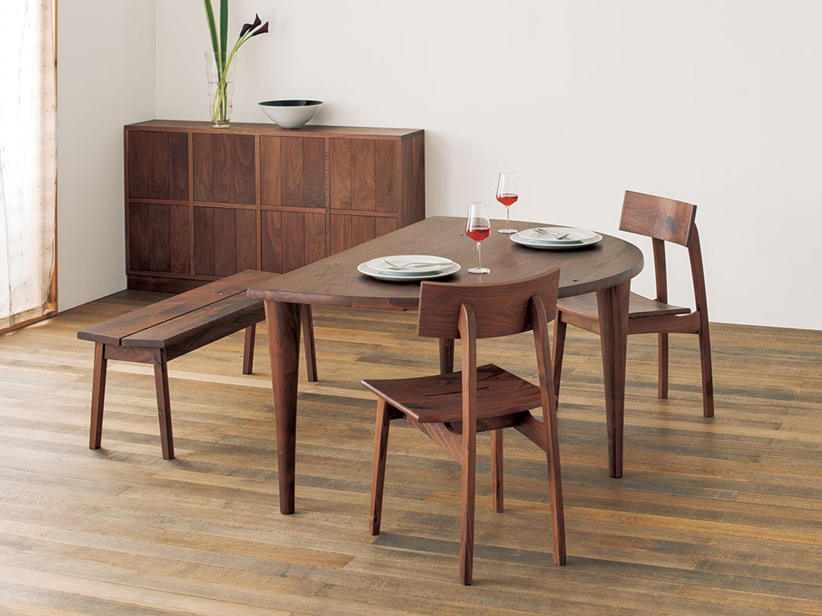 飛騨産業半円形テーブル【森のことば walnut】モリノコトバ SW390WP