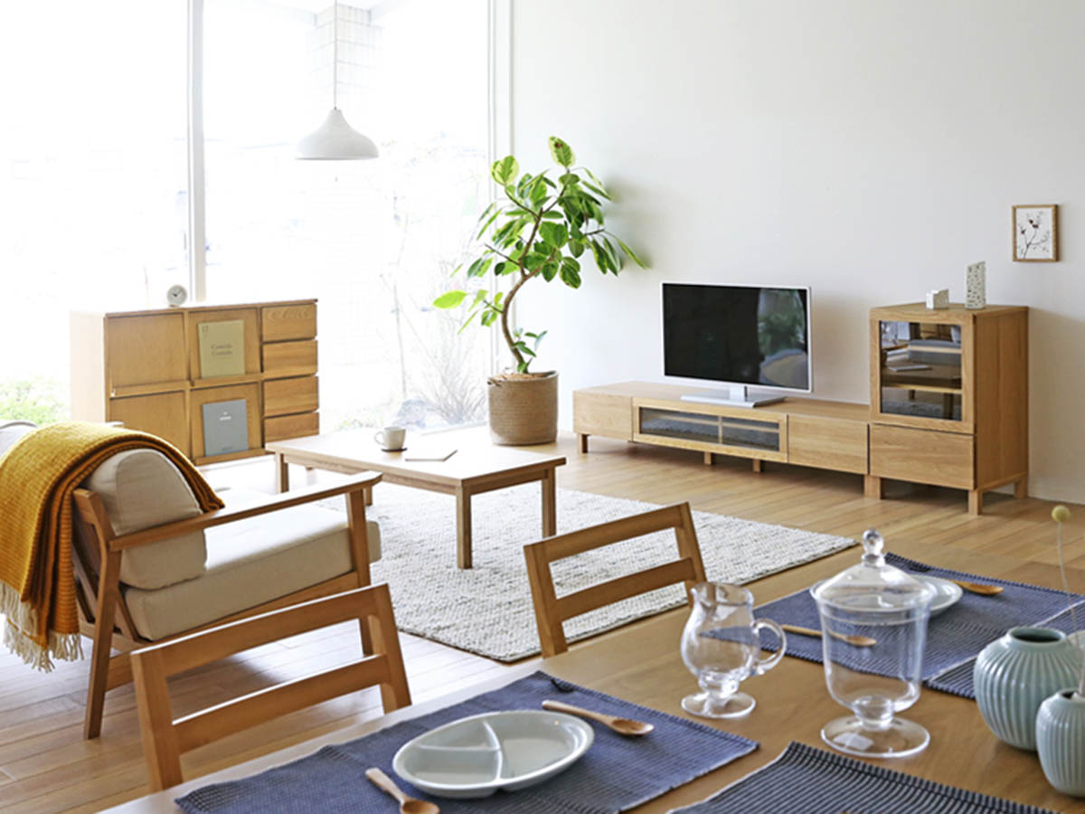 高野木工 TVボード ホワイトオーク 幅1200/1420/1640/1800/2000 【LECCE】 レッチェ~パパネッツ便~