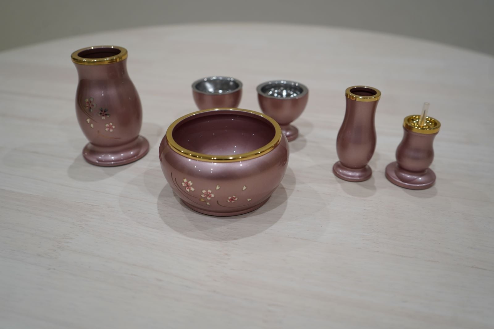 ルミエール6点セット桜彫入【ピンク3寸】