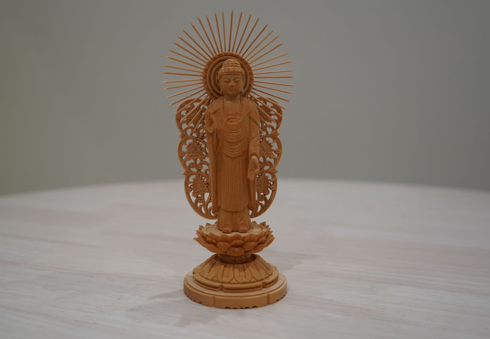 総白木　丸台座　【西立弥陀3寸】