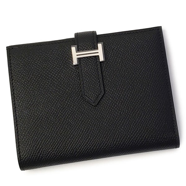 【プレミアム価格】 エルメス ベアンコンパクト HERMES ヴォーエプソン ブラック シルバー金具 039790
