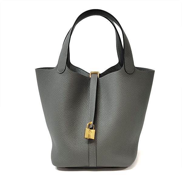 【プレミアム価格】 エルメス ピコタン MM 22cm HERMES トリヨンクレマンス グリメイヤー ゴールド金具 060991