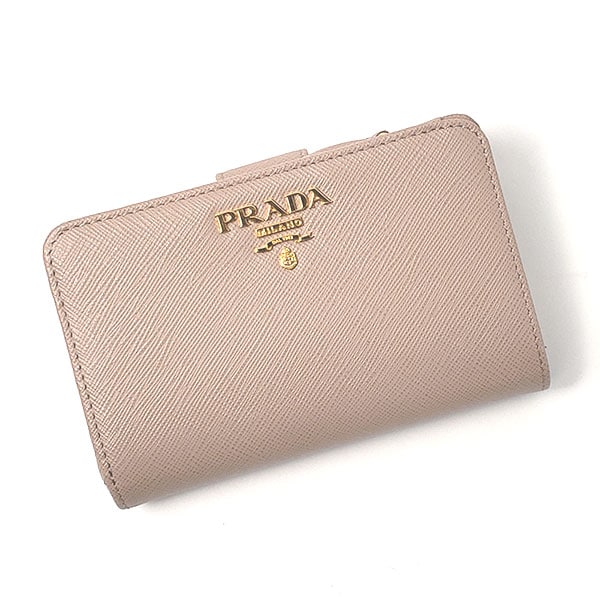 PRADA プラダ 三つ折り財布 サフィアーノピンクページュ PRADA（プラダ） 【訳あり】プラダ サフィアーノレザー 財布 三つ折り