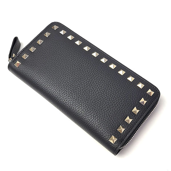 ヴァレンティノ ジップウォレット W2P0645 VSH NB9 ダヴグレー ヴァレンティノ 財布 VALENTINO ロックスタッズ グレインカーフ