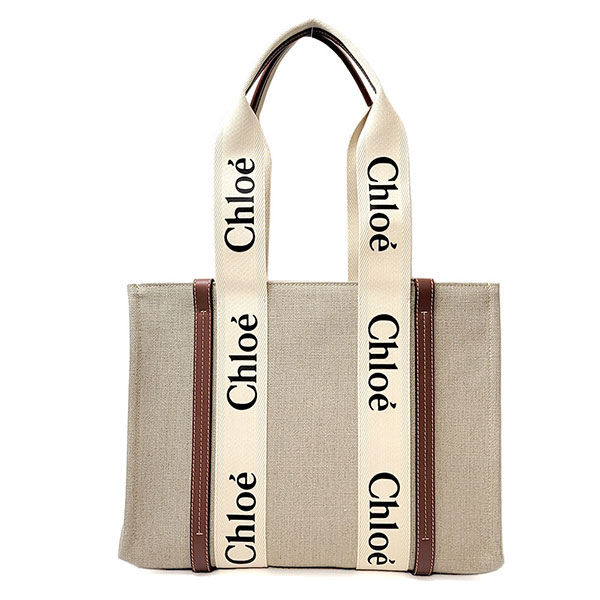 クロエ バッグ レディース Chloe WOODY ミディアムトート CHC22AS383I26 90U ホワイト+ブラウン