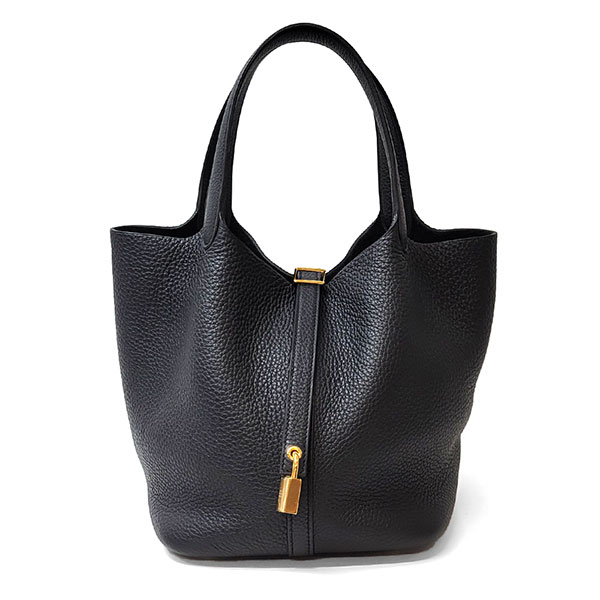【プレミアム価格】 エルメス ピコタン ロック MM 22cm HERMES トリヨンクレマンス ブラック ゴールド金具 060991