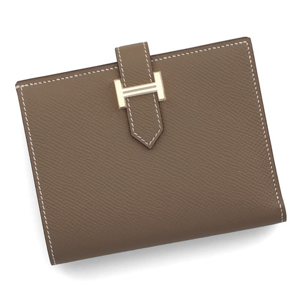 【プレミアム価格】 エルメス ベアン コンパクト HERMES ヴォーエプソン エトゥープ ゴールド金具 039790
