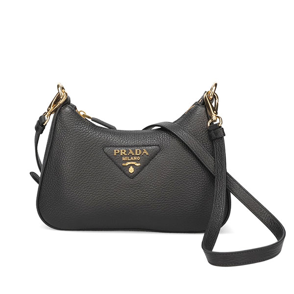 レザーショルダーバッグ 黒　プラダ 大注目】PRADA ブラック レザー ショルダーバッグ