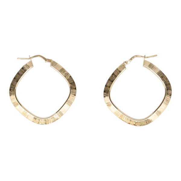 ウノアエレ UNOAERRE K18イエローゴールドスクエアデザインフープピアス 28307