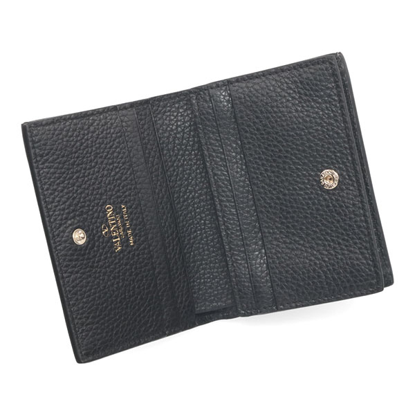 VALENTINO ブラック 二つ折り財布 スタッズ付き