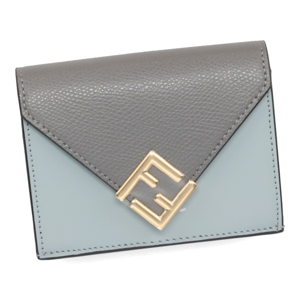FENDI コンチネンタル財布 ライトブルーレザー財布 芳ばしく
