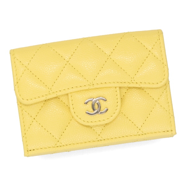 CHANEL シャネル ミニ財布 三つ折りフラップウォレット イエロー