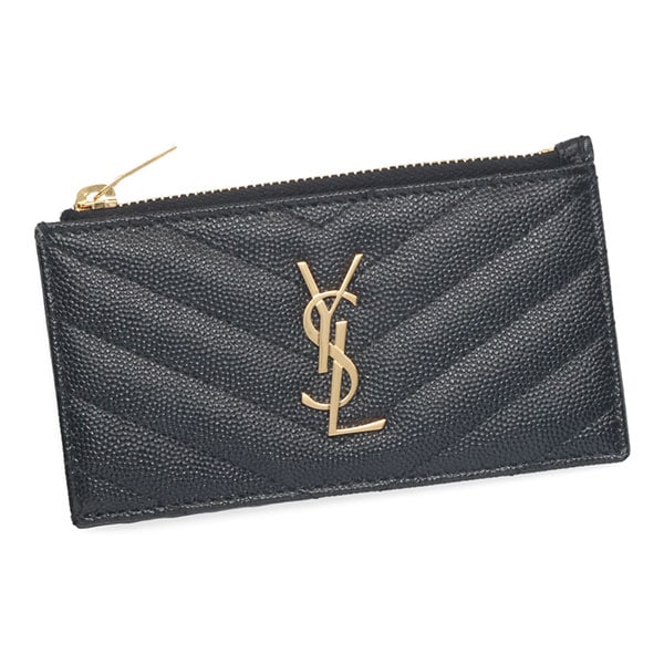 サンローラン カード コインケース SAINT LAURENT モノグラム フラグメントジップカードケース 607915 BOW01 1000 ブラック ゴールド金具
