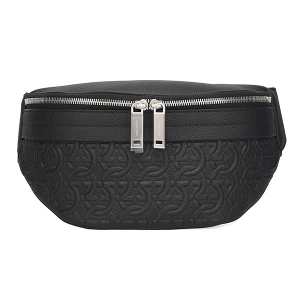 フェラガモ メンズ ボディバッグ 241489 ブラック+ライトグレー フェラガモ バッグ メンズ FERRAGAMO ボディバッグ 241489