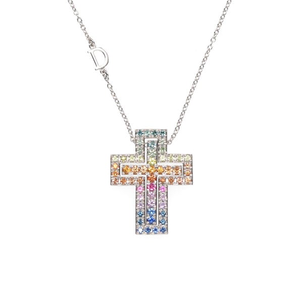 ダミアーニ ベルエポック ホワイトゴールド レインボーマルチカラーサファイア ネックレス 20091750 26X20mm