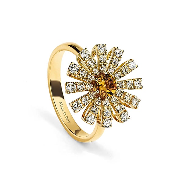 ダミアーニ マルゲリータ イエローゴールド ダイヤモンド シトリン リング 16mm 20072770