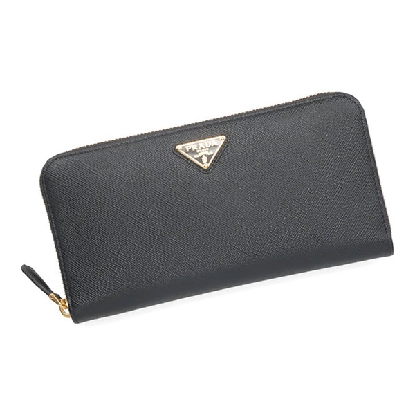 プラダ 財布 レディース PRADA サフィアーノトライアングル ジップアラウンド長財布 1ML506 QHH F0002 ブラック