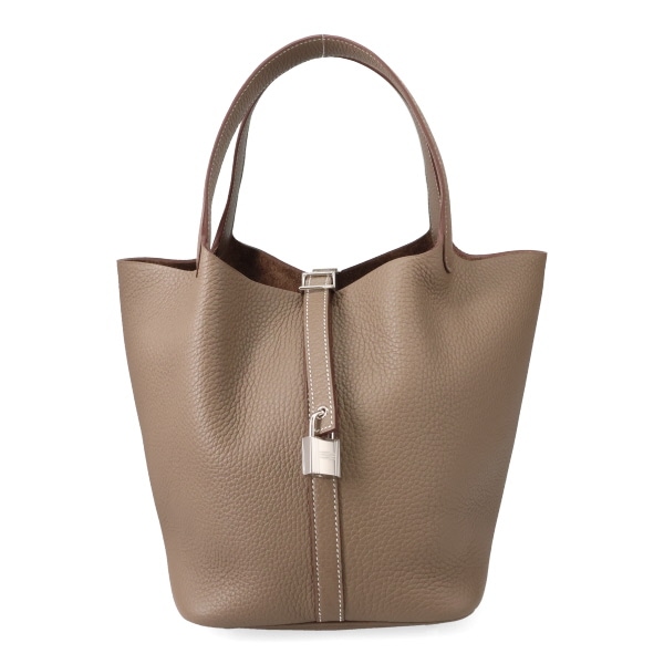 【プレミアム価格】 エルメス ピコタン ロック MM 22cm HERMES トリヨンクレマンス 060991 エトゥープ シルバー金具