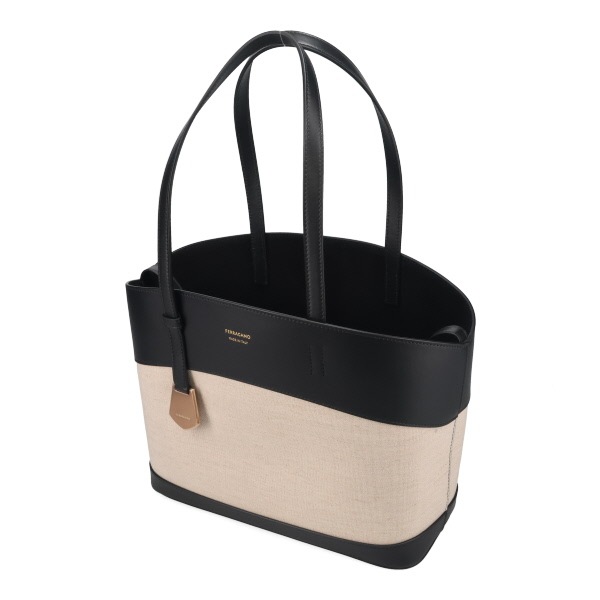 フェラガモ バッグ レディース FERRAGAMO チャームトートM 216797 0149 ナチュラル+ブラック フェラガモ バッグ レディース FERRAGAMO チャームトートM 216797 0149